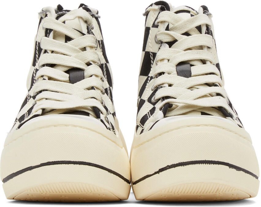R13 Black & Off-White Check Kurt High-Top Sneakers - Picture 3
