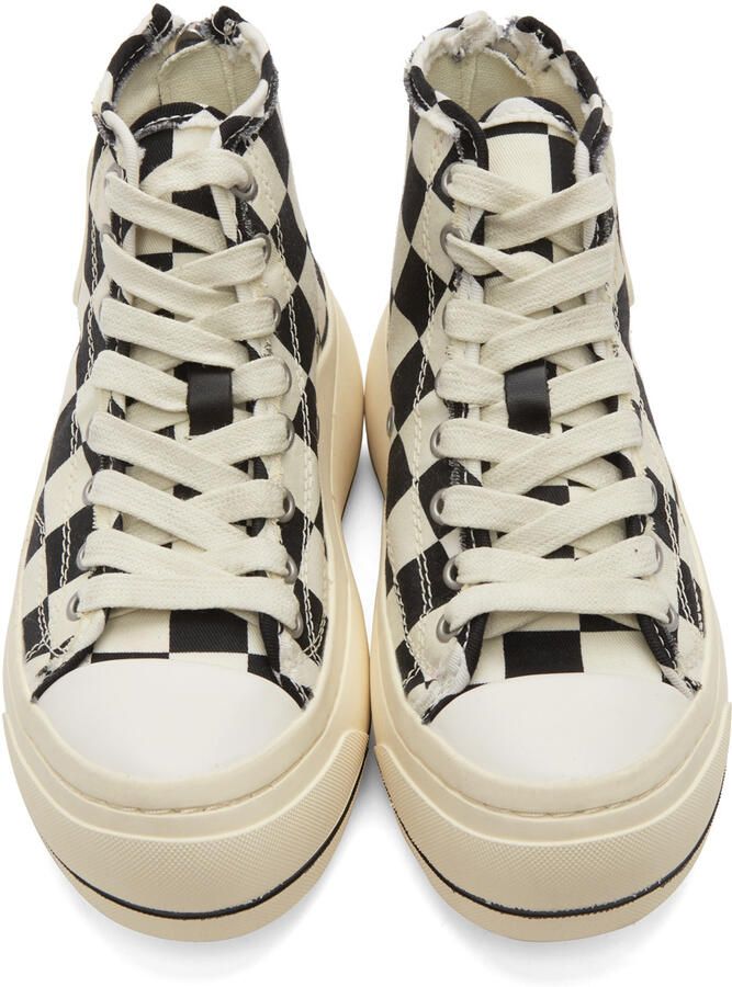 R13 Black & Off-White Check Kurt High-Top Sneakers - Picture 2