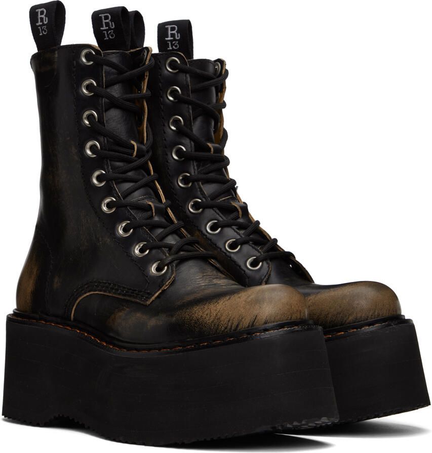 R13 Black Double Stack Boots - Picture 2