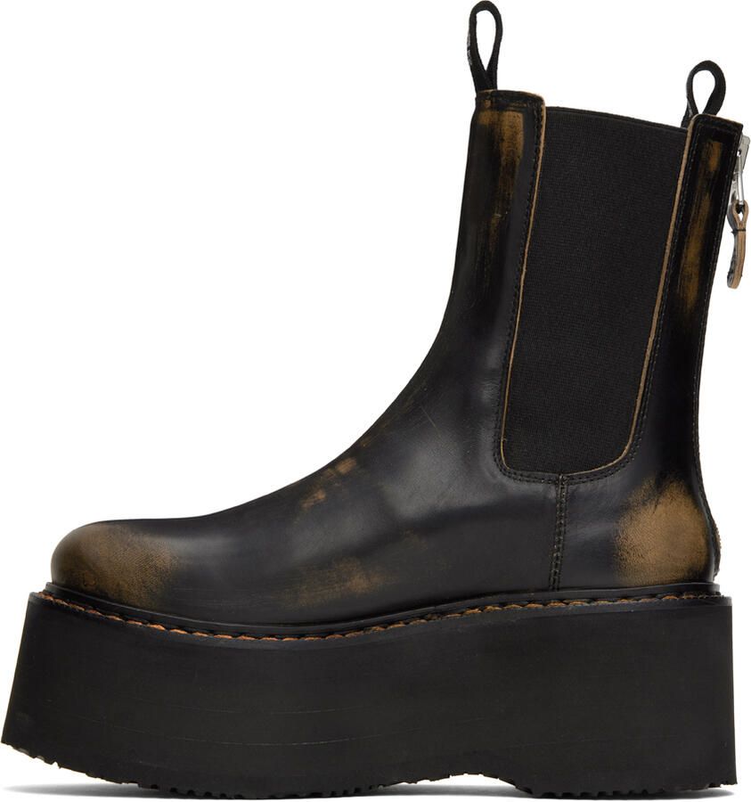 R13 Black Double Stack Chelsea Boots