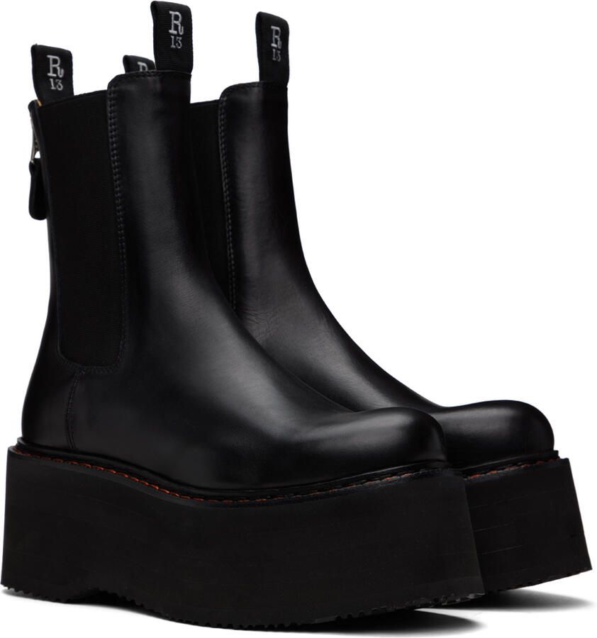 R13 Black Double Stack Chelsea Boots