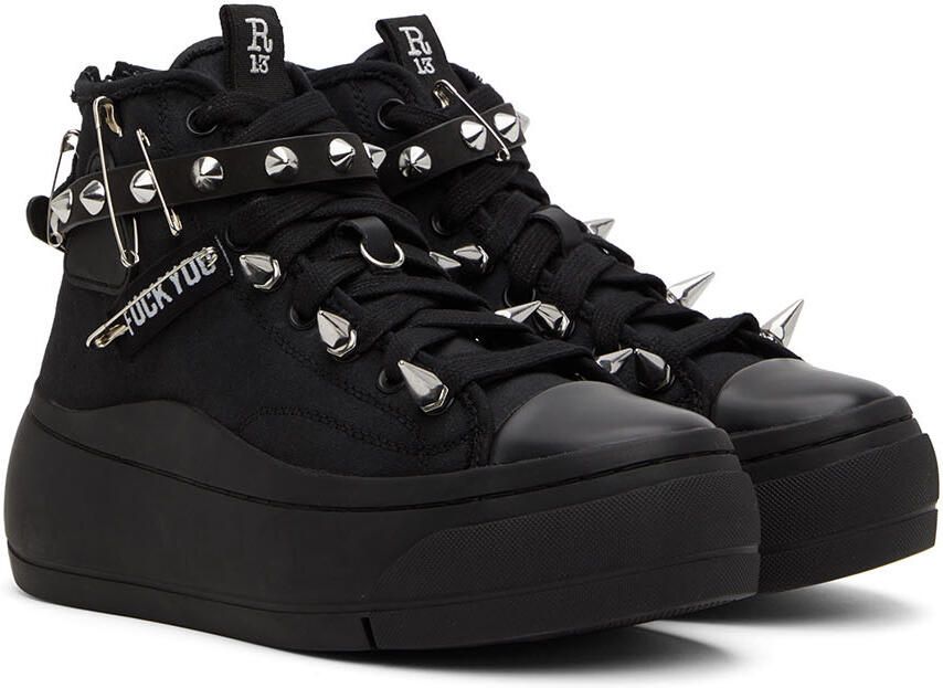 R13 Black Pyramid Studded Kurt Sneakers - Picture 3