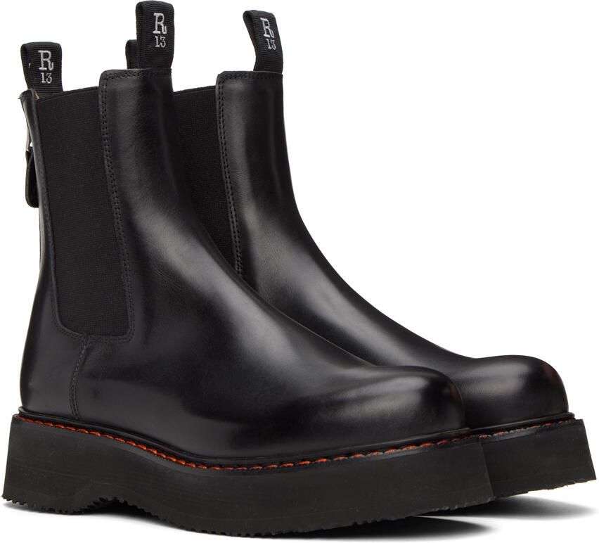 R13 Black SIngle Stack Boots - Picture 2