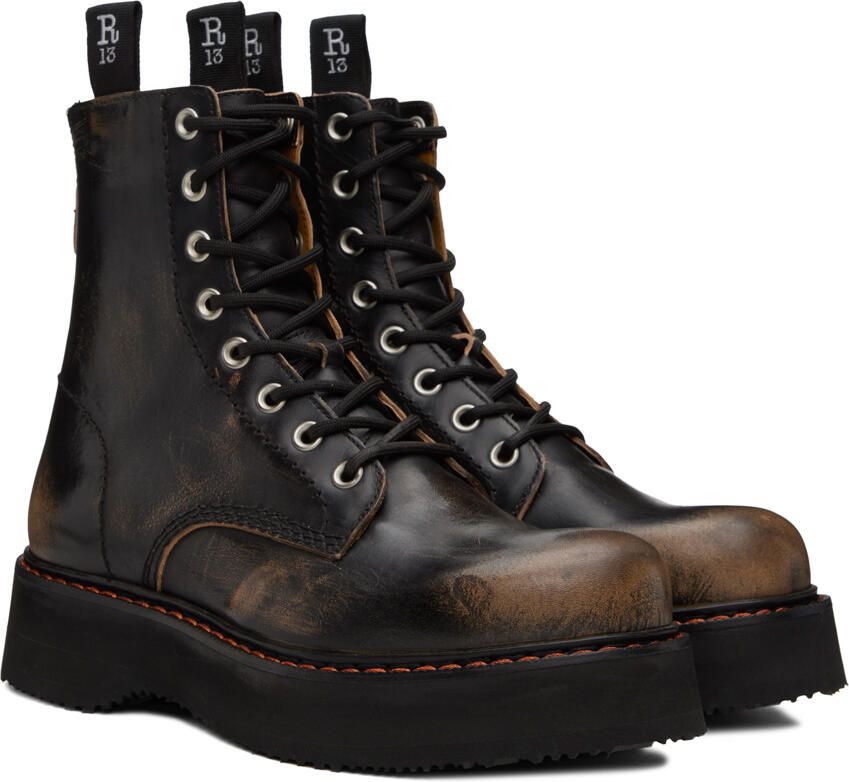 R13 Black Single Stack Boots