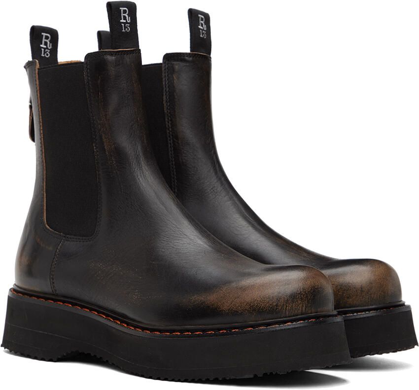R13 Black Single Stack Chelsea Boots
