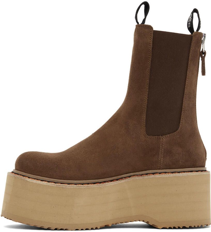 R13 Brown Double Stack Chelsea Boots - Picture 2