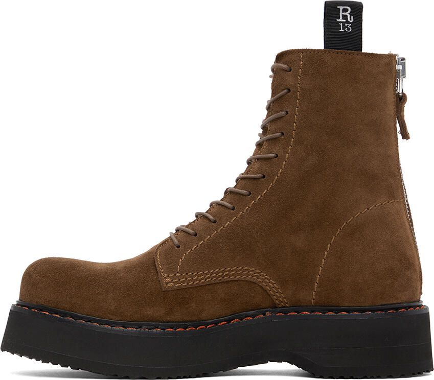 R13 Brown Single Stack Boots - Picture 2