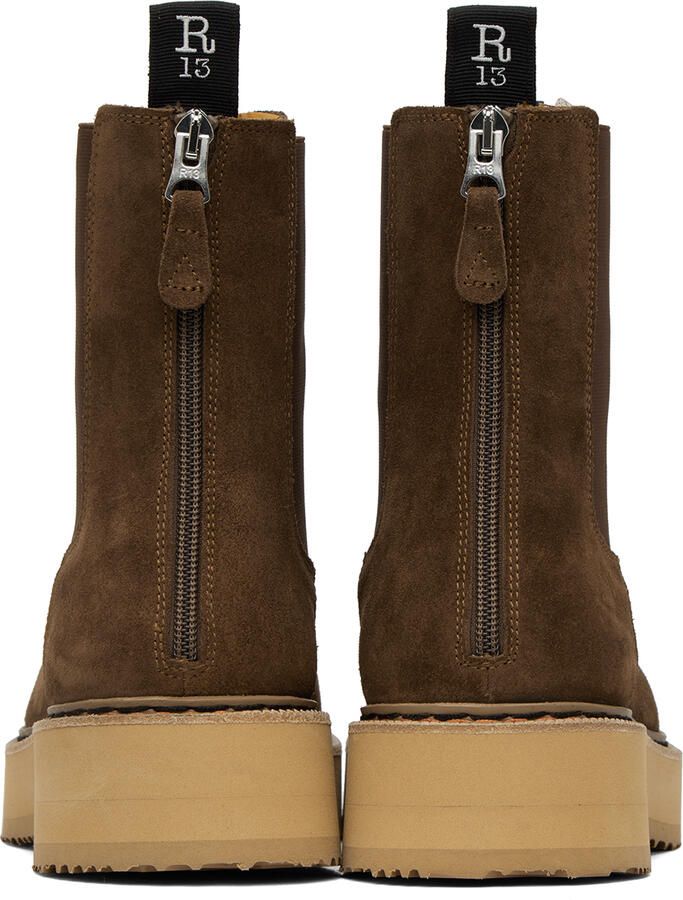 R13 Brown Single Stack Chelsea Boots - Picture 8