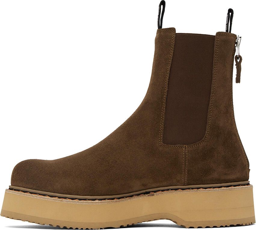 R13 Brown Single Stack Chelsea Boots - Picture 7