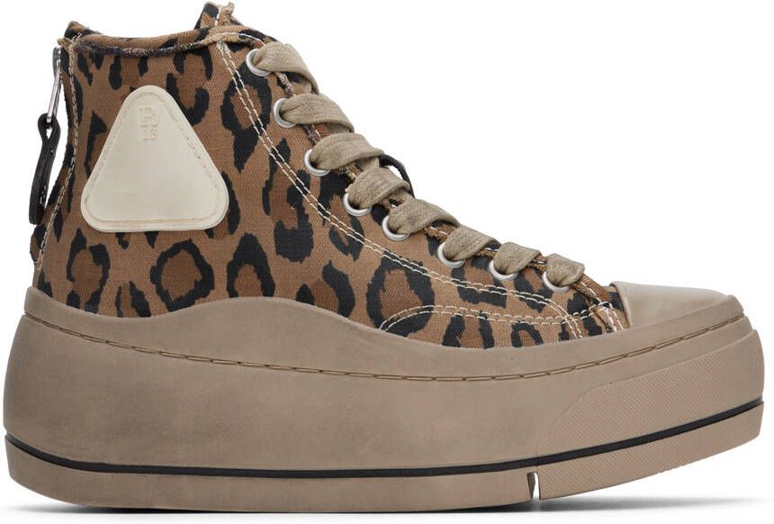 R13 Brown Leopard Kurt Sneakers