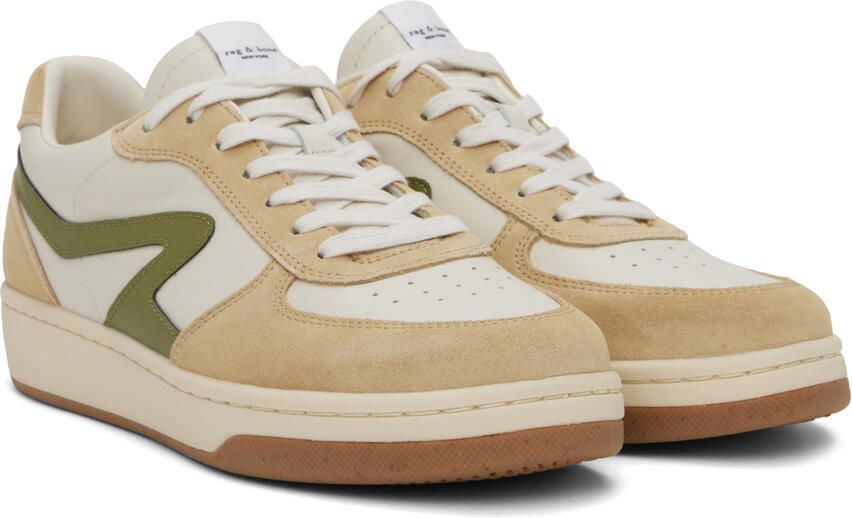 Rag & bone Beige & White Retro Court Sneakers - Picture 2