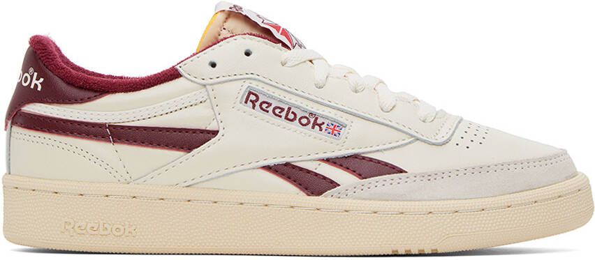 Reebok Classics Off-White & Burgundy Club C Revenge Vintage Sneakers