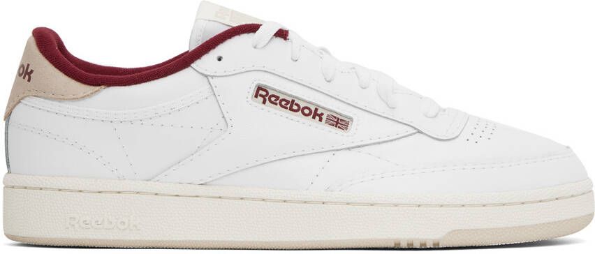 Reebok Classics White & Burgundy Club C 85 Sneakers