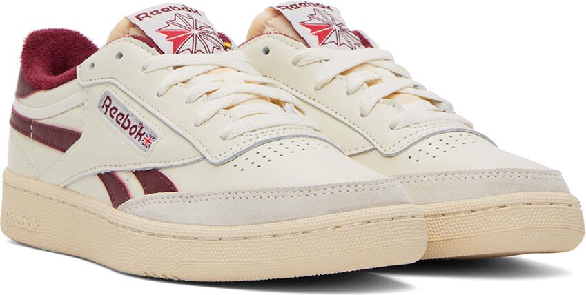 Reebok Classics Off-White & Burgundy Club C Revenge Vintage Sneakers - Picture 2