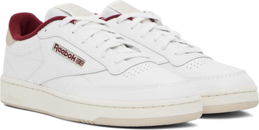 Reebok Classics White & Burgundy Club C 85 Sneakers - Picture 2