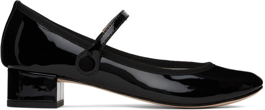 Repetto Black Rose Mary Jane Heels