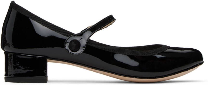 Repetto Black Rose Mary Jane Heels