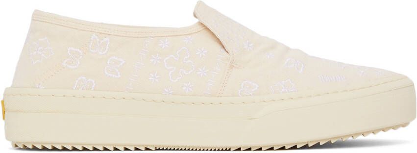 Rhude Beige Embroidered Slip-On Sneakers