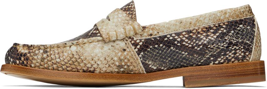 Rhude Beige & Brown Snake Brown Penny Loafers - Picture 4