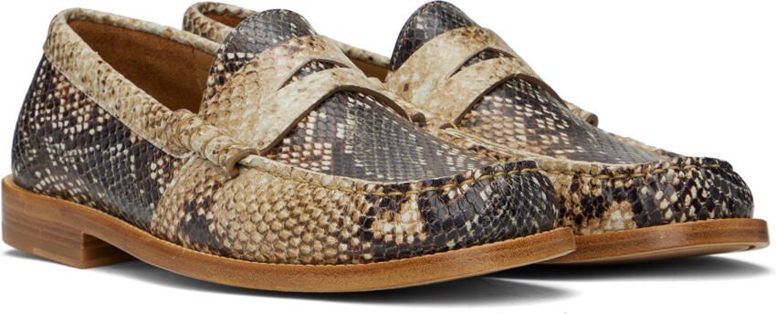 Rhude Beige & Brown Snake Brown Penny Loafers - Picture 2