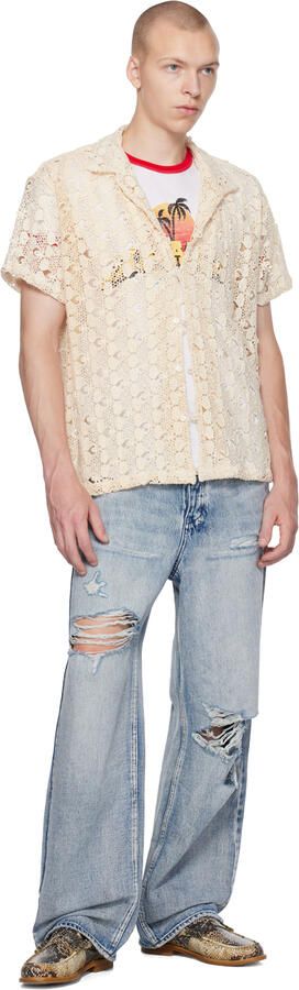 Rhude Beige & Brown Snake Brown Penny Loafers - Picture 3