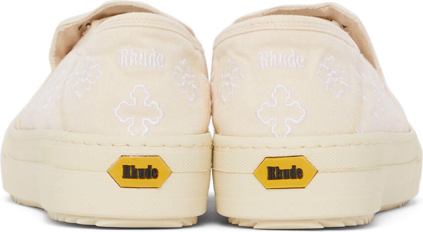 Rhude Beige Embroidered Slip-On Sneakers - Picture 2