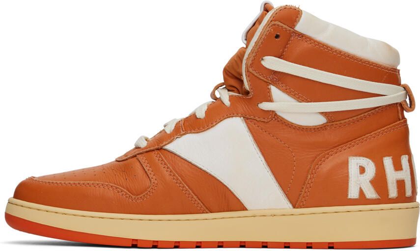 Rhude Orange & White Rhecess Hi Sneakers - Picture 3