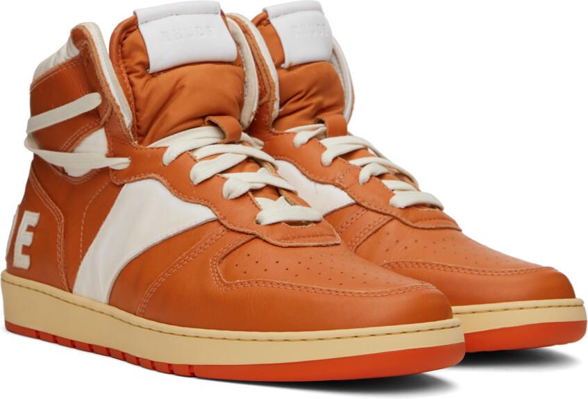 Rhude Orange & White Rhecess Hi Sneakers - Picture 2