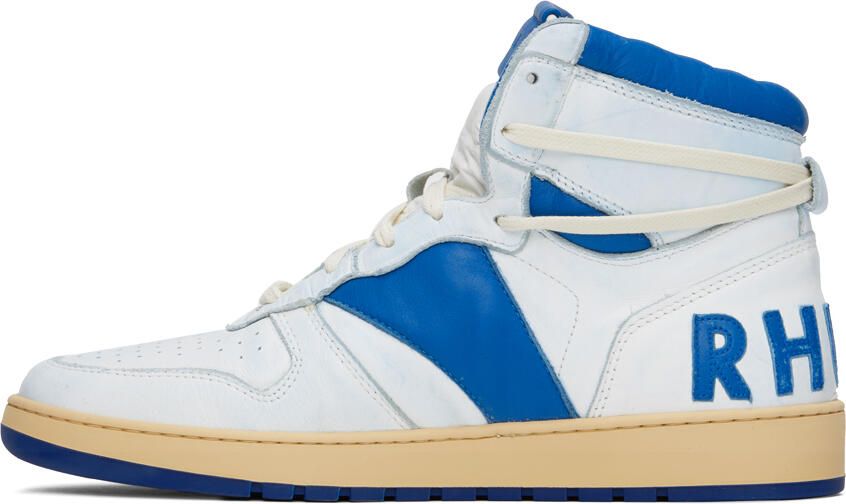 Rhude White & Blue Rhecess Hi Sneakers - Picture 3