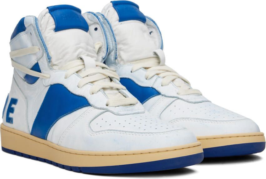 Rhude White & Blue Rhecess Hi Sneakers - Picture 2
