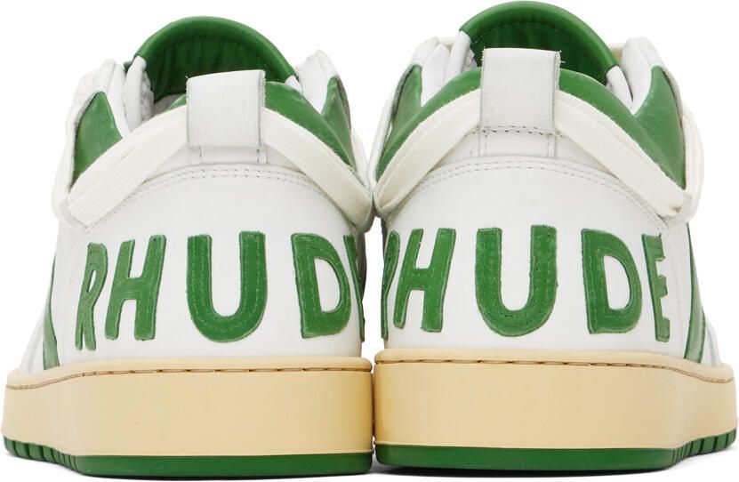 Rhude White & Green Rhecess Low Sneakers - Picture 6