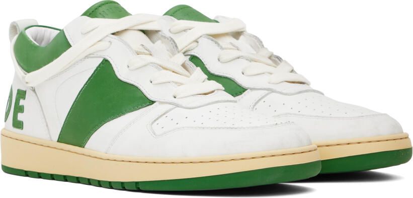Rhude White & Green Rhecess Low Sneakers - Picture 10