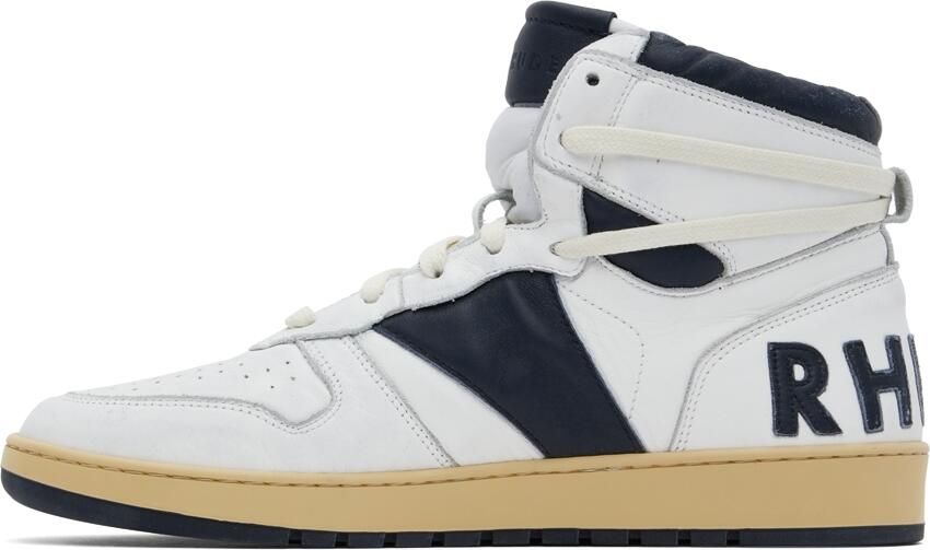 Rhude White & Navy Rhecess Hi Sneakers - Picture 3