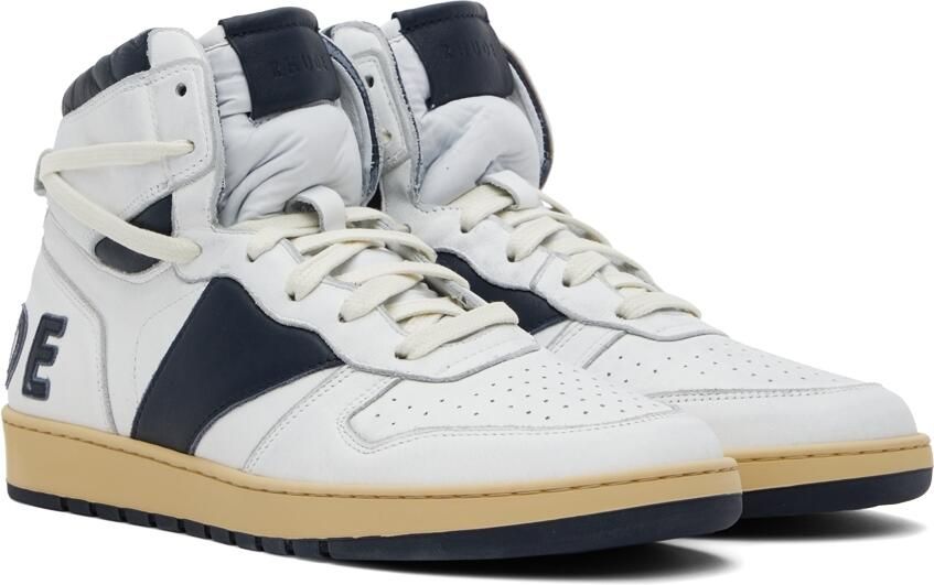 Rhude White & Navy Rhecess Hi Sneakers - Picture 2