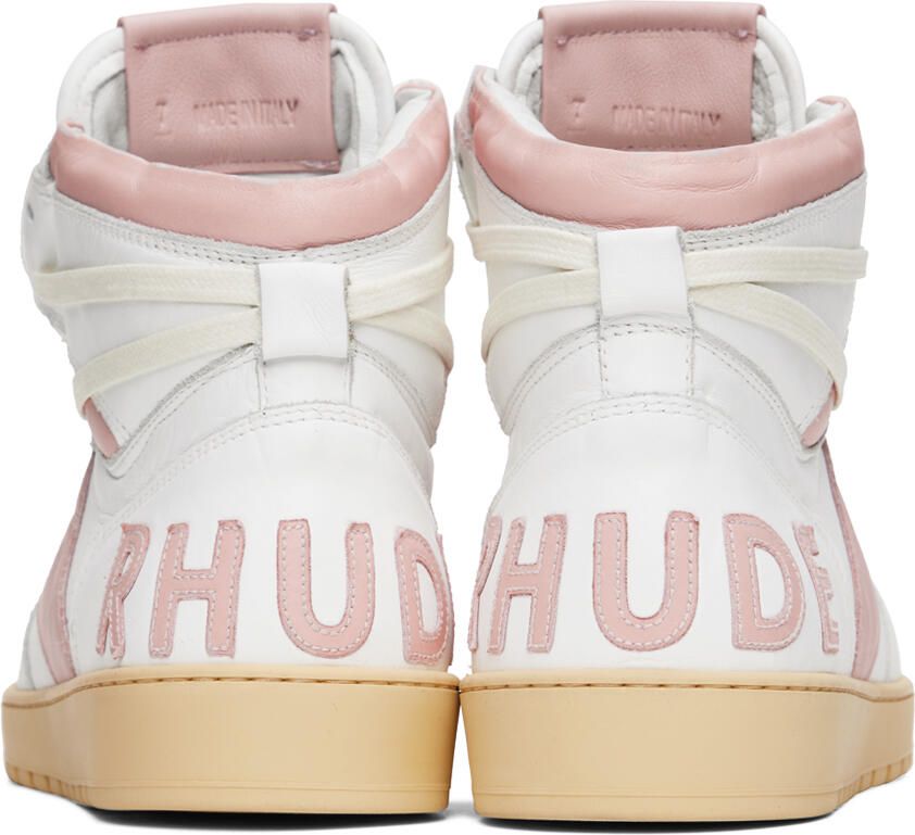 Rhude White & Pink Rhecess Hi Sneakers