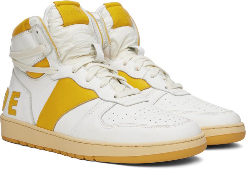Rhude White & Yellow Rhecess Hi Sneakers - Picture 2