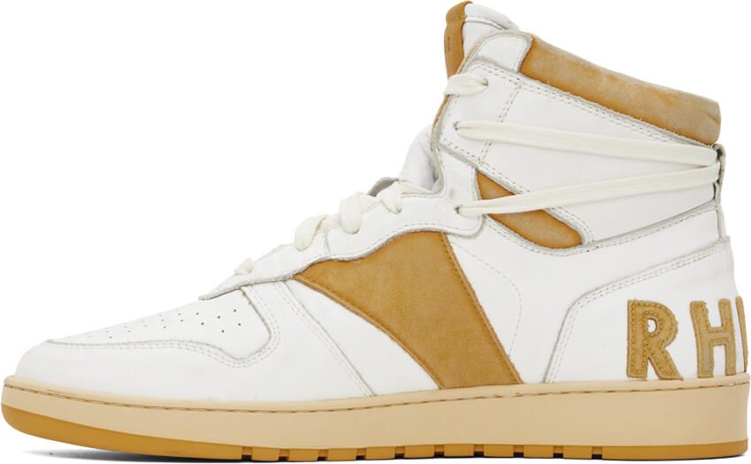 Rhude White & Yellow Rhecess-Sky Hi Sneakers - Picture 3