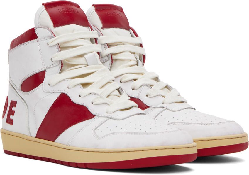 Rhude White & Green Rhecess Low Sneakers - Picture 3