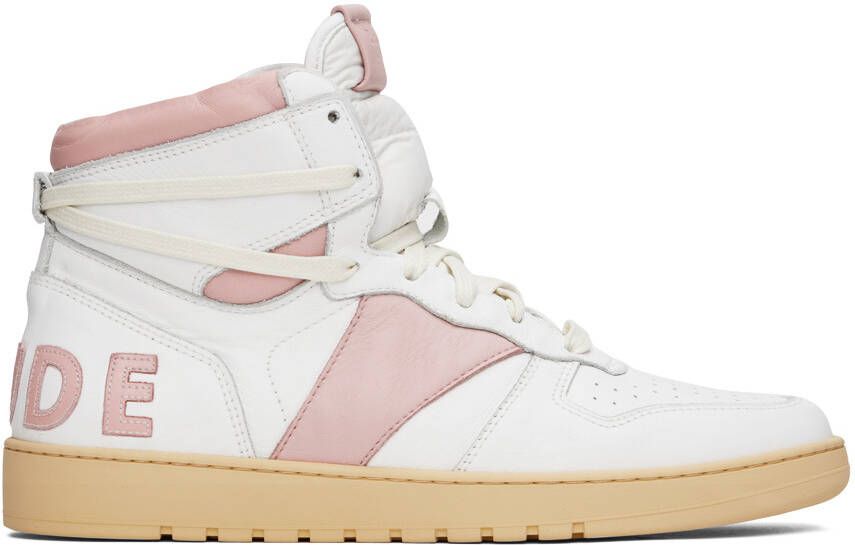 Rhude White & Pink Rhecess Hi Sneakers