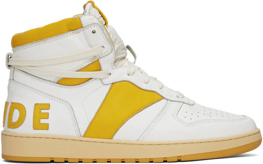 Rhude White & Yellow Rhecess Hi Sneakers