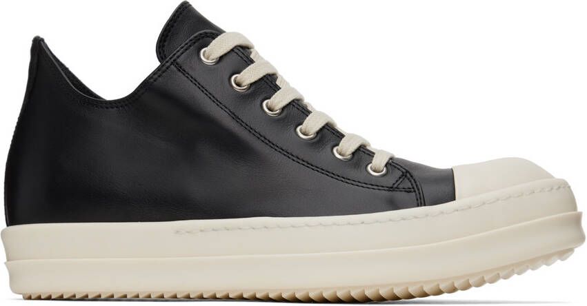Rick Owens Black Leather Low Sneakers
