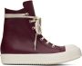 Rick Owens Burgundy Leather High Sneakers - Thumbnail 1