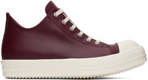 Rick Owens Burgundy Leather Sneakers