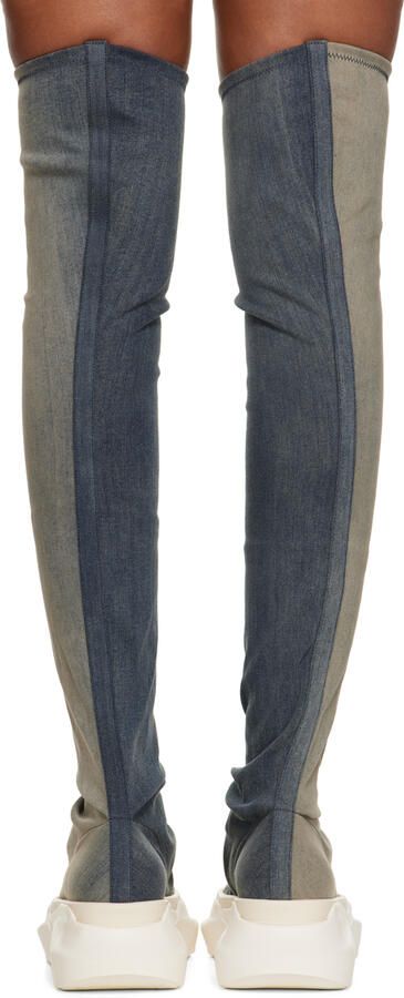 Rick Owens DRKSHDW Blue Abstract Stocking Tall Boots - Picture 5