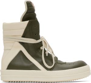 Rick Owens Kids Khaki & Off-White Geobasket High Sneakers
