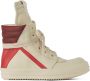Rick Owens Kids Off-White & Red Geobasket High Sneakers - Thumbnail 1