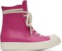 Rick Owens Pink Leather High Sneakers - Thumbnail 1