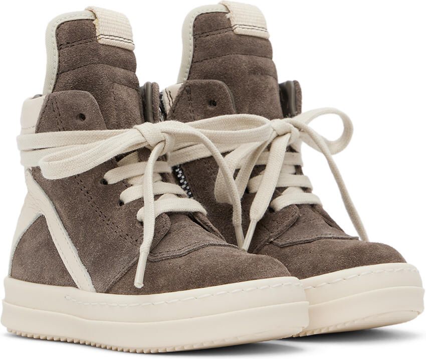 Rick Owens Baby Gray & Off-White Geobasket Sneakers - Picture 2