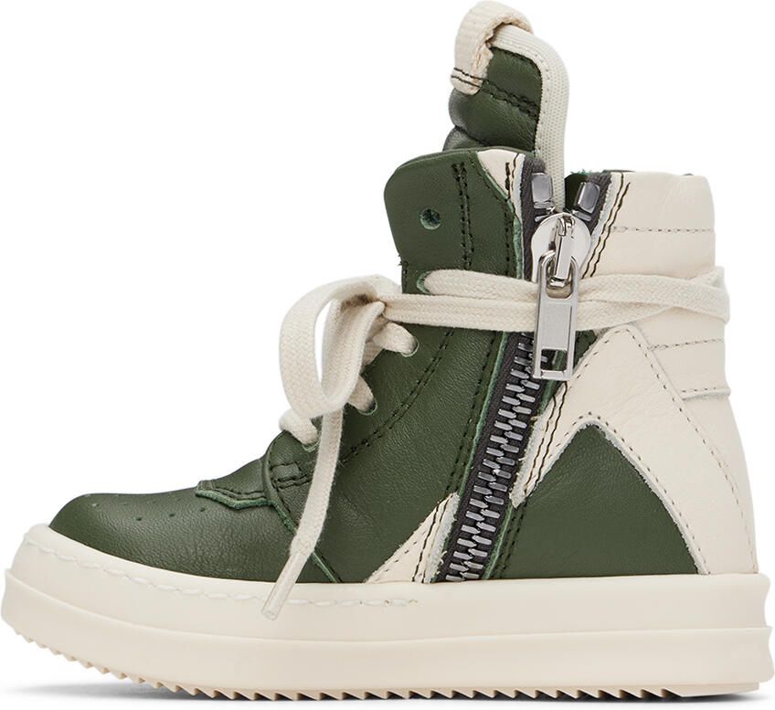 Rick Owens Baby Green & Off-White Geobasket Sneakers - Picture 2