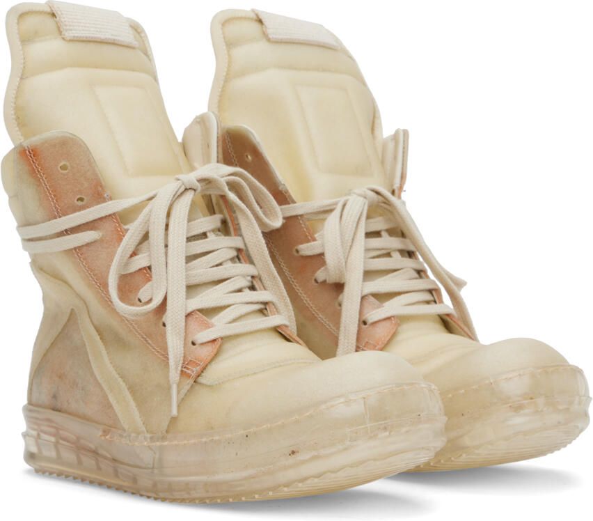 Rick Owens Beige Geobasket Sneakers - Picture 3